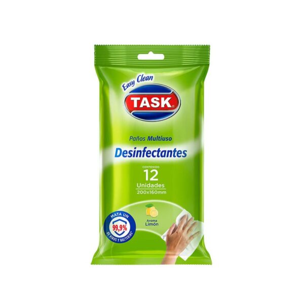 Paños Task desinfectantes multiuso limón x 12 und