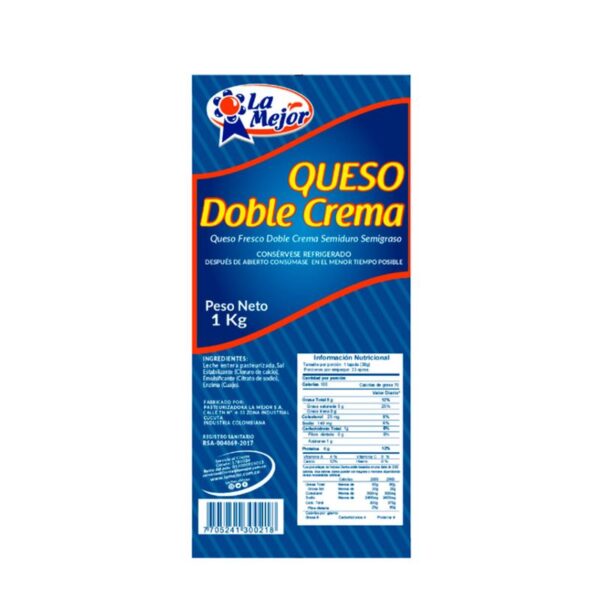 Queso doble crema La Mejor x1000g