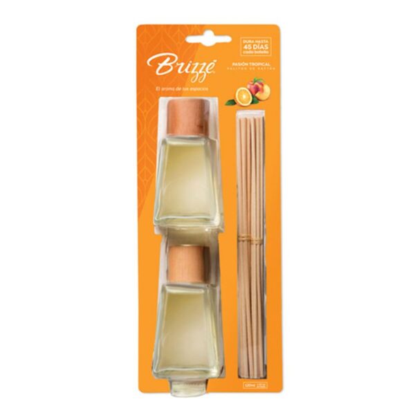 Ambientador Brizze pasión tropical Palitos x 2 und x 60 ml c-u