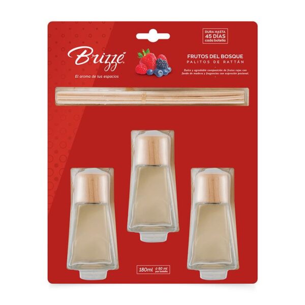 Ambientador Brizze frutos bosque palitos x 3unds x 60ml