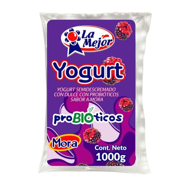 Yogurt La Mejor mora bolsa x1000ml