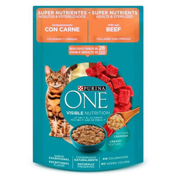 Alimento húmedo para gatos Purina One Esterilizados carne x85g