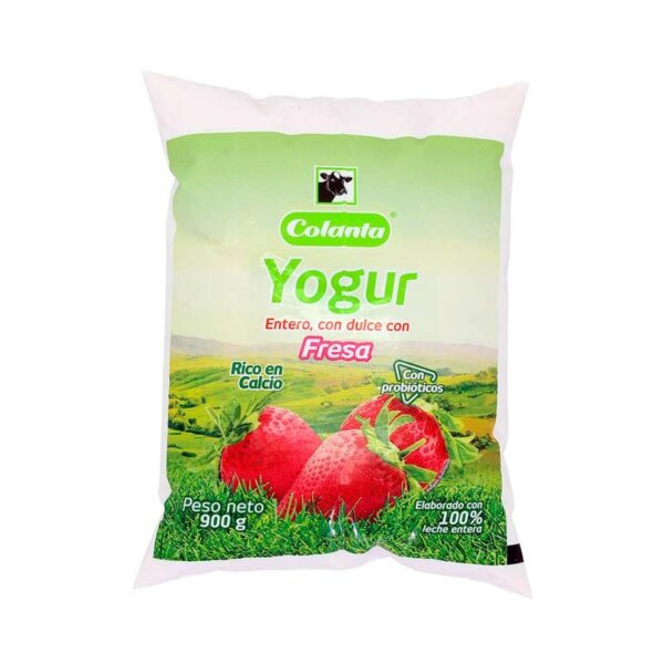 Yogurt Colanta fresa bolsa x900g