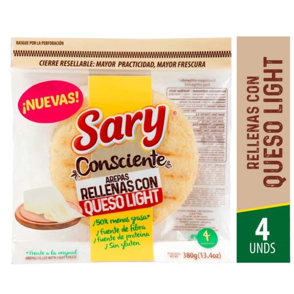 Arepas Sary rellenas de queso light x4und x380g