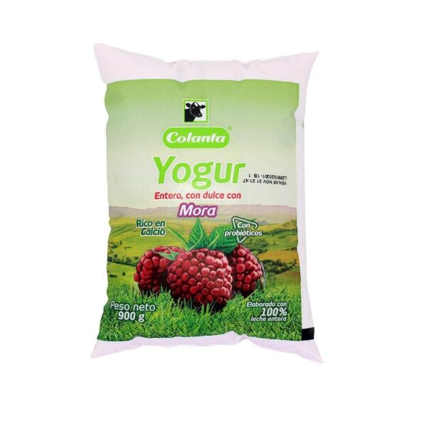 Yogurt Colanta mora bolsa x900g