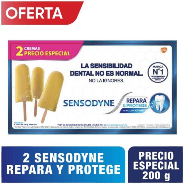 Crema Sensodyne blanqueadora repara y protege duopack x100g