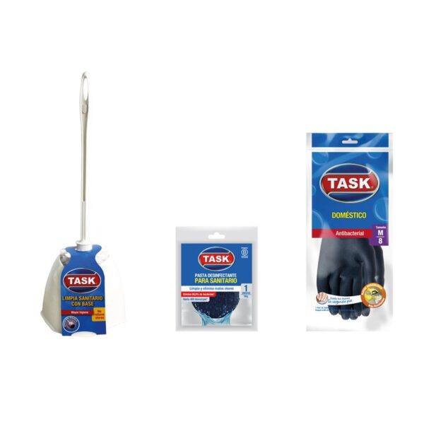 Cepillo sanitario Task+ Pasta para sanitario x 1und + Guantes de manos