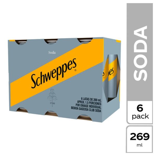 Gaseosa Schweppes soda lata x6und x269ml c-u