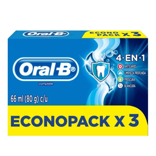 Crema Dental Con Flúor Oral-B Complete 4 En 1 x80g x3und