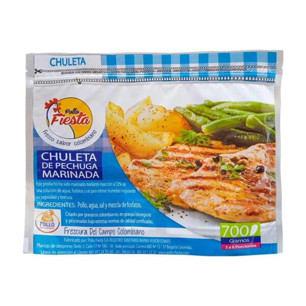 Chuleta de pechuga congelada Pollo Fiesta x 700gr