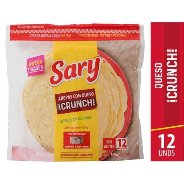 Arepas Sary Crunch con queso x12und x360g