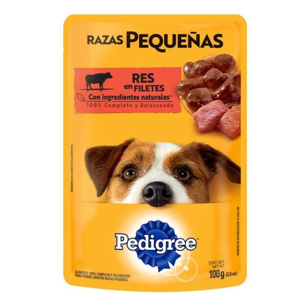 Alimento húmedo Pedigree perro raza pequeña sabor res x100g