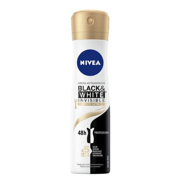 Desodorante Black & White Mujer Nivea Invisible Efecto Satín Spray x150 ml