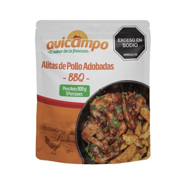 Alitas de pollo Avicampo adobadas BBQ x900g