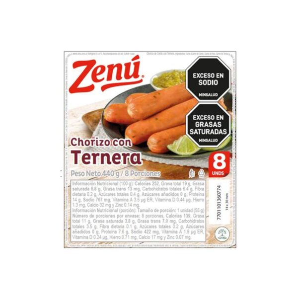 Chorizo Zenú ternera x8und x440g