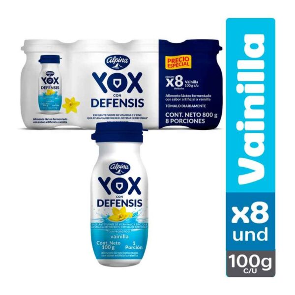 Alimento lácteo Yox Defensis vainilla x8und x100g c-u