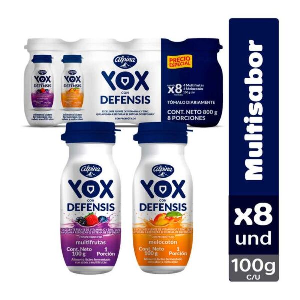 Alimento lácteo Yox Defensis surtido x8und x100g c-u