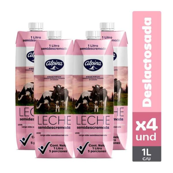 Leche semidescremada Alpina caja x4und x1L c-u