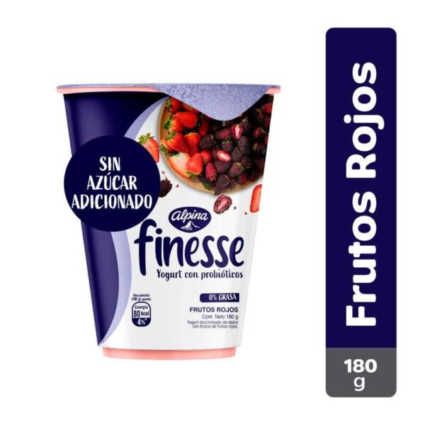 Yogurt Finesse 0% grasa frutos rojos x180g