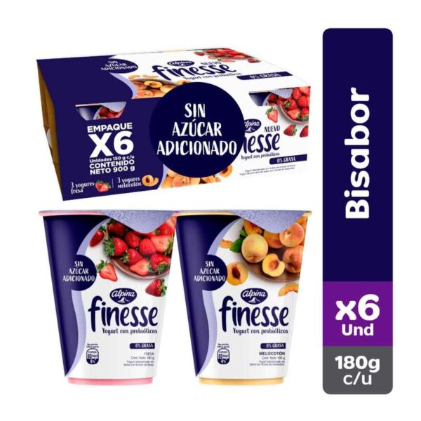 Yogurt Finesse 0% grasa surtido x6und x150g c-u