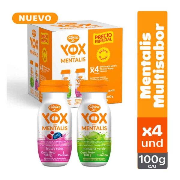 Alimento lácteo Yox Mentalis surtido x4und x100g c-u