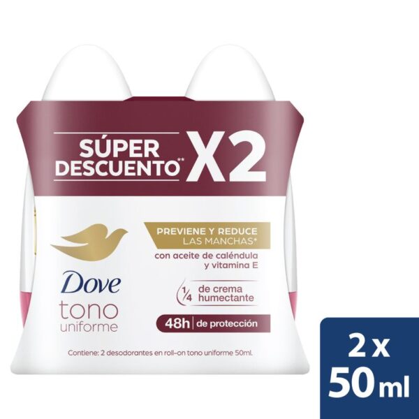 Desodorante Dove Caléndula Tono Uniforme 2x50 ml