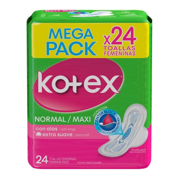 Toalla higienica Kotex tela normal alas x24und