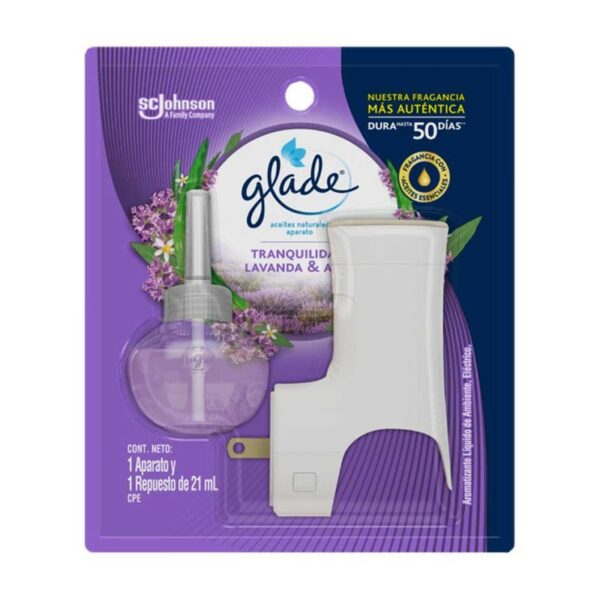 Aromatizante Glade aceites naturales lavanda y aloe unidad + 1 repuesto x21ml