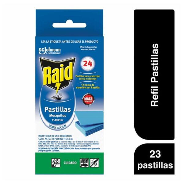 Repelente en pastillas para insectos voladores y rastreros 24 repuestos x38g