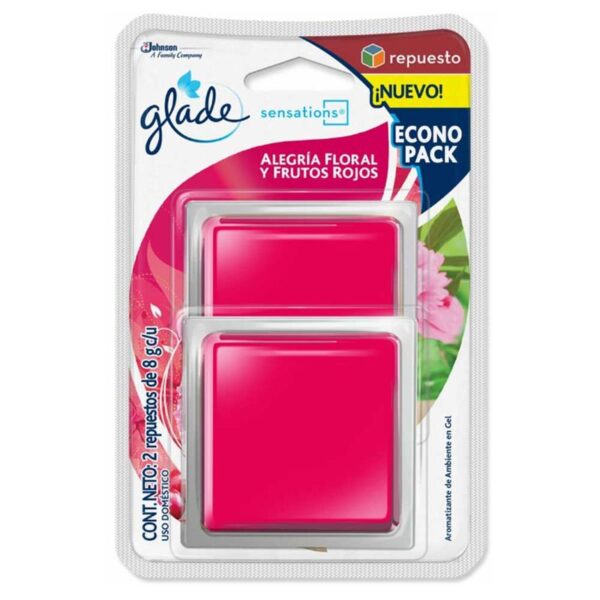 Ambientador en gel Glade alegría floral y frutos rojos 2 repuesto x16g