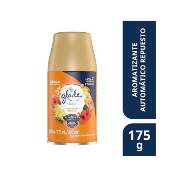 Repuesto Aromatizante De Ambiente En Aerosol Automático 3 En 1 Hawaiian Breeze Glade x270mL