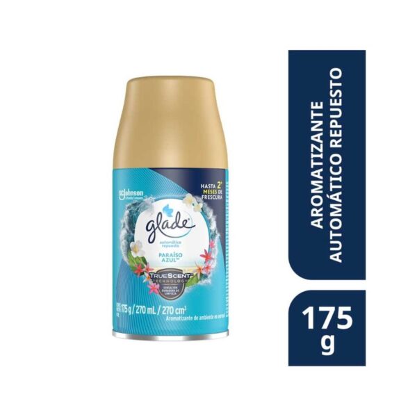 Repuesto Aromatizante De Ambiente Automático Paraíso Azul Glade x175g