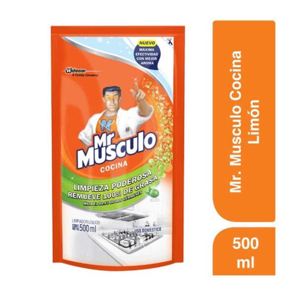 Repuesto Mr Musculo de limpiador liquido anti grasa limón x500ml