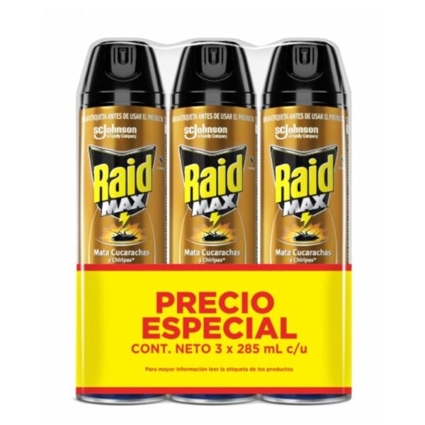 Insecticida en Aerosol Raid Mata Insectos Rastreros x3 Und x855ml