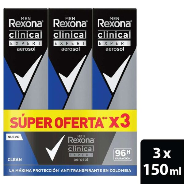 Desodorante Rexona Aerosol Hombre Clinical Expert x3und x273g