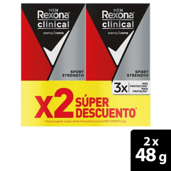 Desodorante Rexona en Crema Hombre Clinical Sport Strength x2und x48g c-u