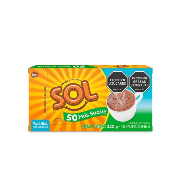 Chocolate Sol bajo azúcar cero colesterol x16und x320g