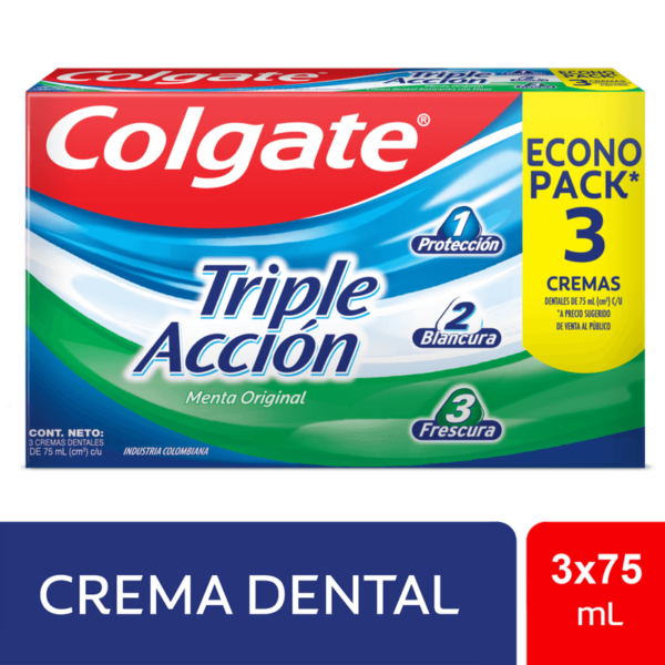 Crema Dental Colgate Triple Accion 75ml x3 Unidades