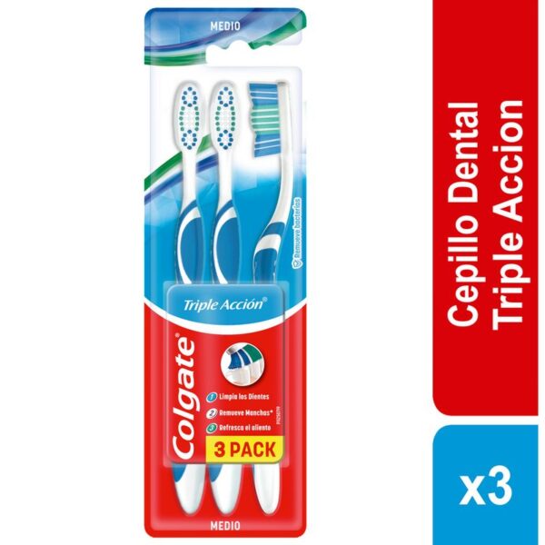 Cepillo de Dientes Medio Colgate Triple Accion Medio x3 Unidades