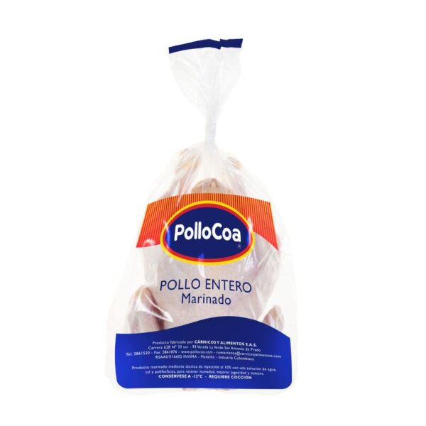 Pollo Entero Pollocoa con vísceras marinado x1800g