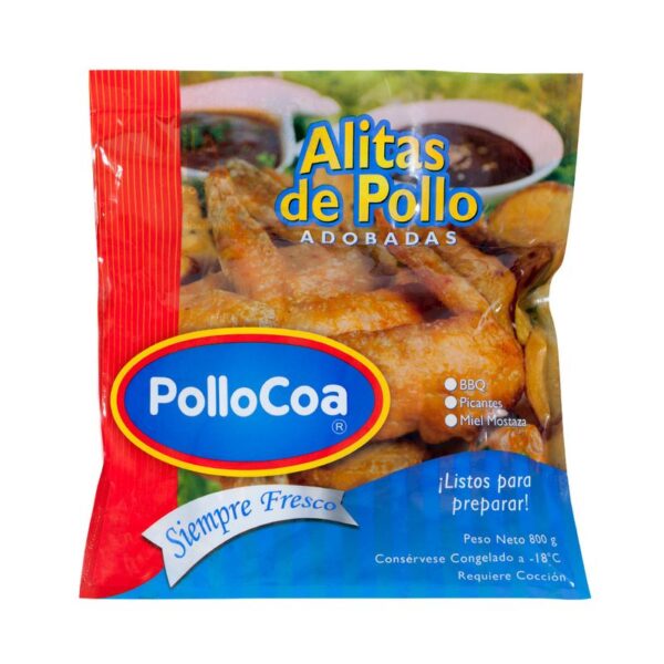 Alitas de pollo Pollocoa adobadas picantes BBQ x800g