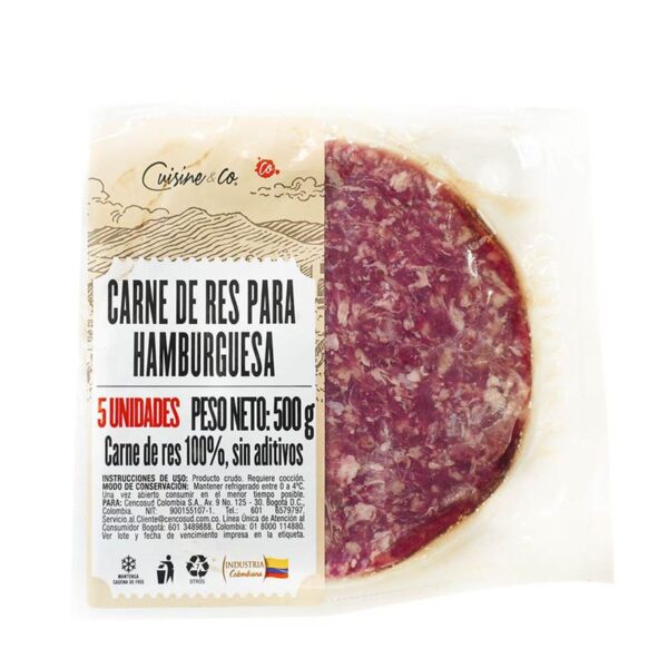 Carne premium Cuisine & Co hamburguesa x5und x500g