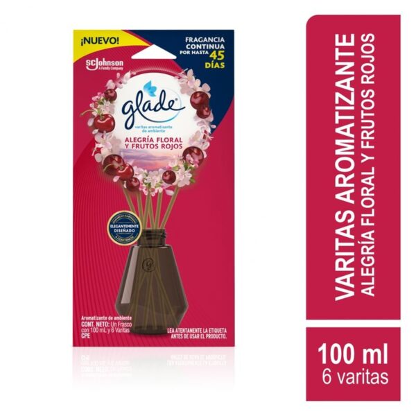 Aromatizante Glade Varitas Alegría Floral Y Frutos Rojos x100mL