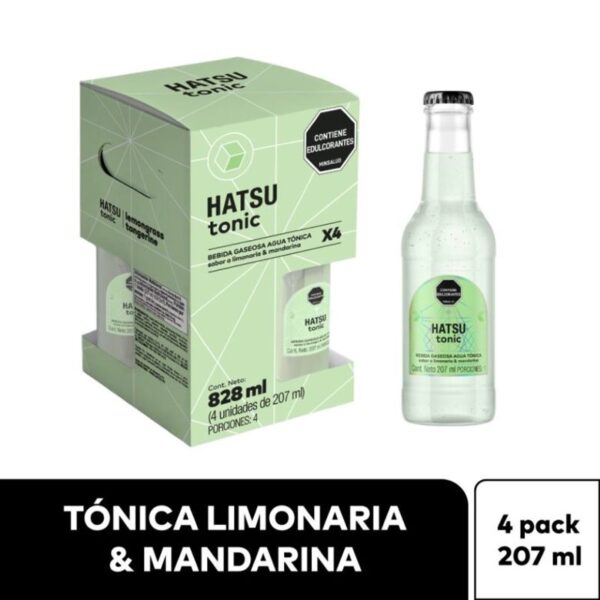 Agua tónica Hatsu limonaria y mandarina 4 pack x207ml