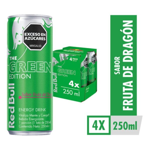 Bebida energizante Red Bull fruta del dragón 4 pack x250ml c-u