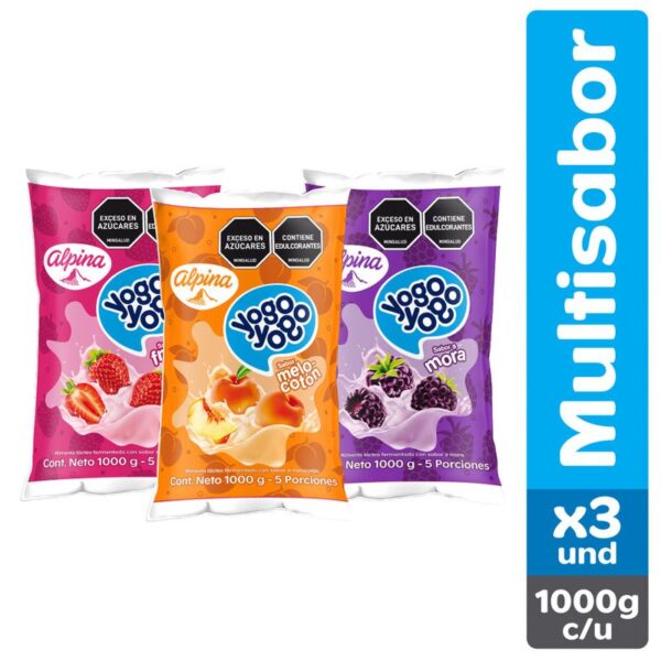 Alimento lácteo Yogo Yogo surtido bolsa x3und x1000g c-u