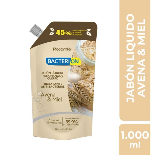 Jabón Líquido Antibacterial Avena Y Miel Bacterion Doypack x 1000ml