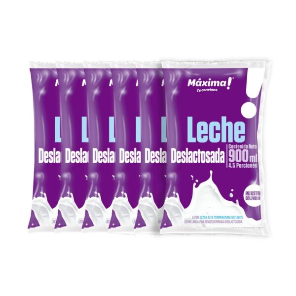 Leche deslactosada Máxima bolsa x6und x900ml c-u