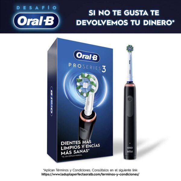 Cepillo de Dientes Eléctrico Oral-B PRO Series 3 Cabezal Redondo Advanced Clean Negro