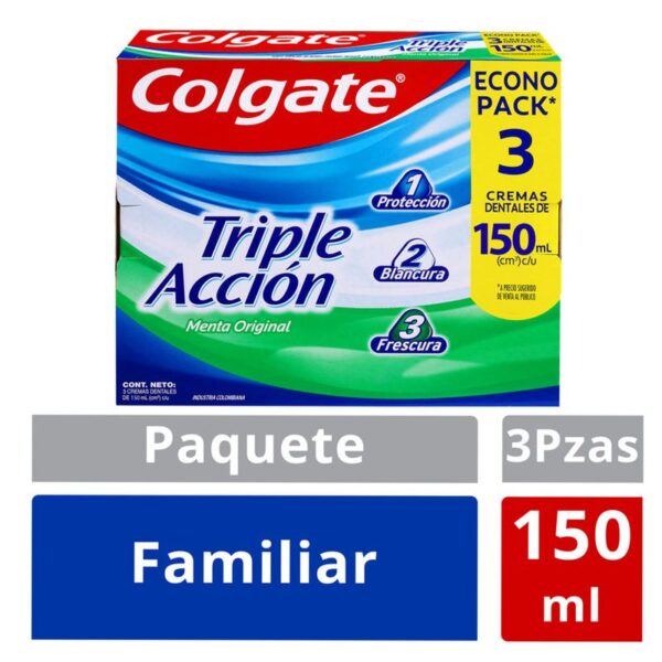 Crema Dental Colgate Triple Accion 150ml x3 Unidades